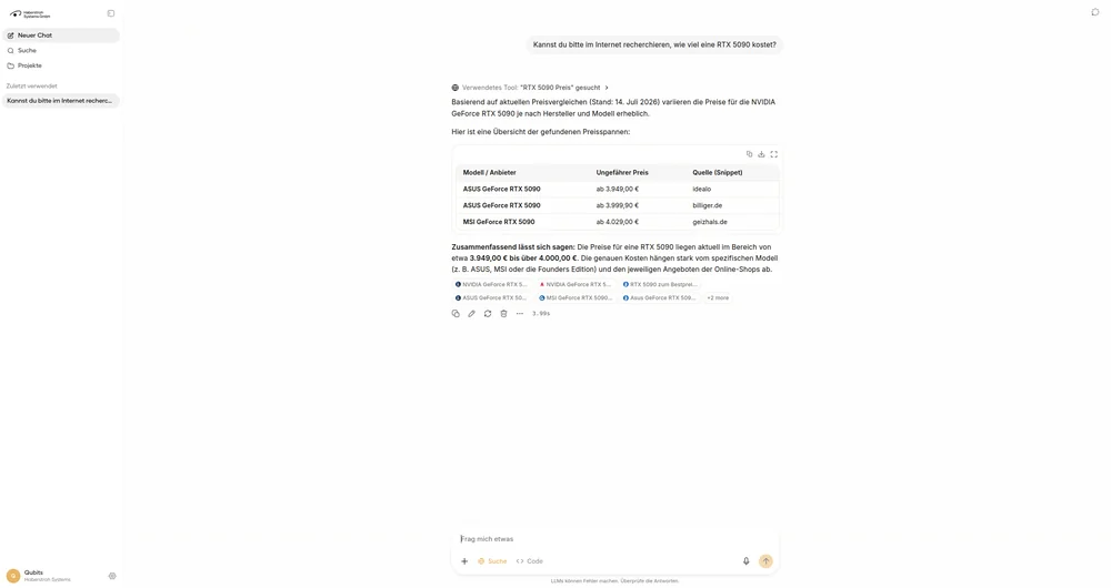 Internetsuche in Qubits: Recherche im Netz mit Angabe der Fundstellen.